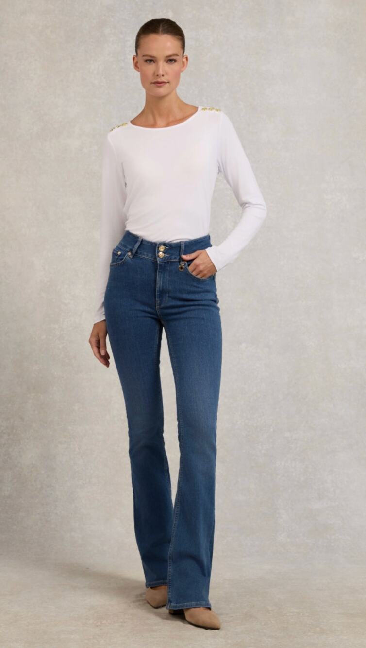 Holland Cooper Jeans 6XL High Rise Flared Medium Wash Blue Denim Casual Chic